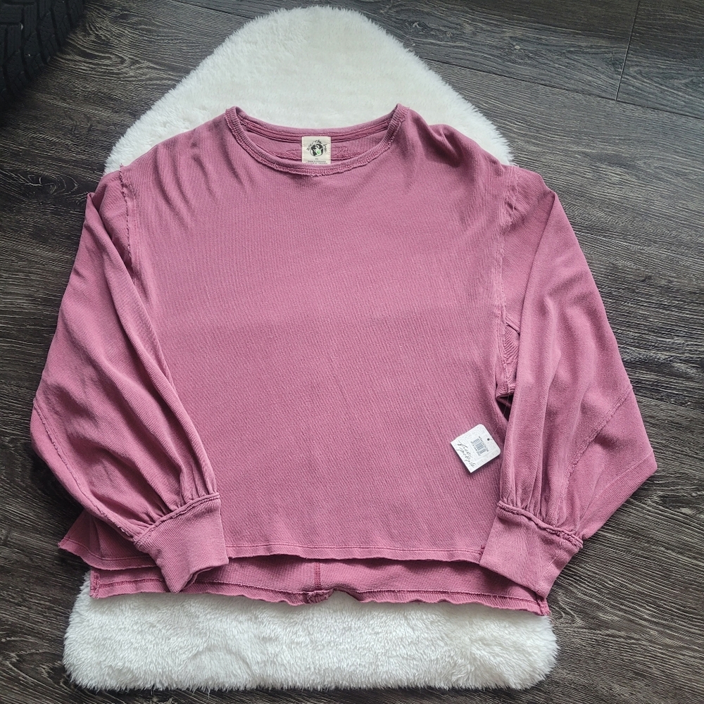 NWT Free People Ready For This Tee in Washed Amathyst Sz XS (Very Oversized) - Picture 2 of 8